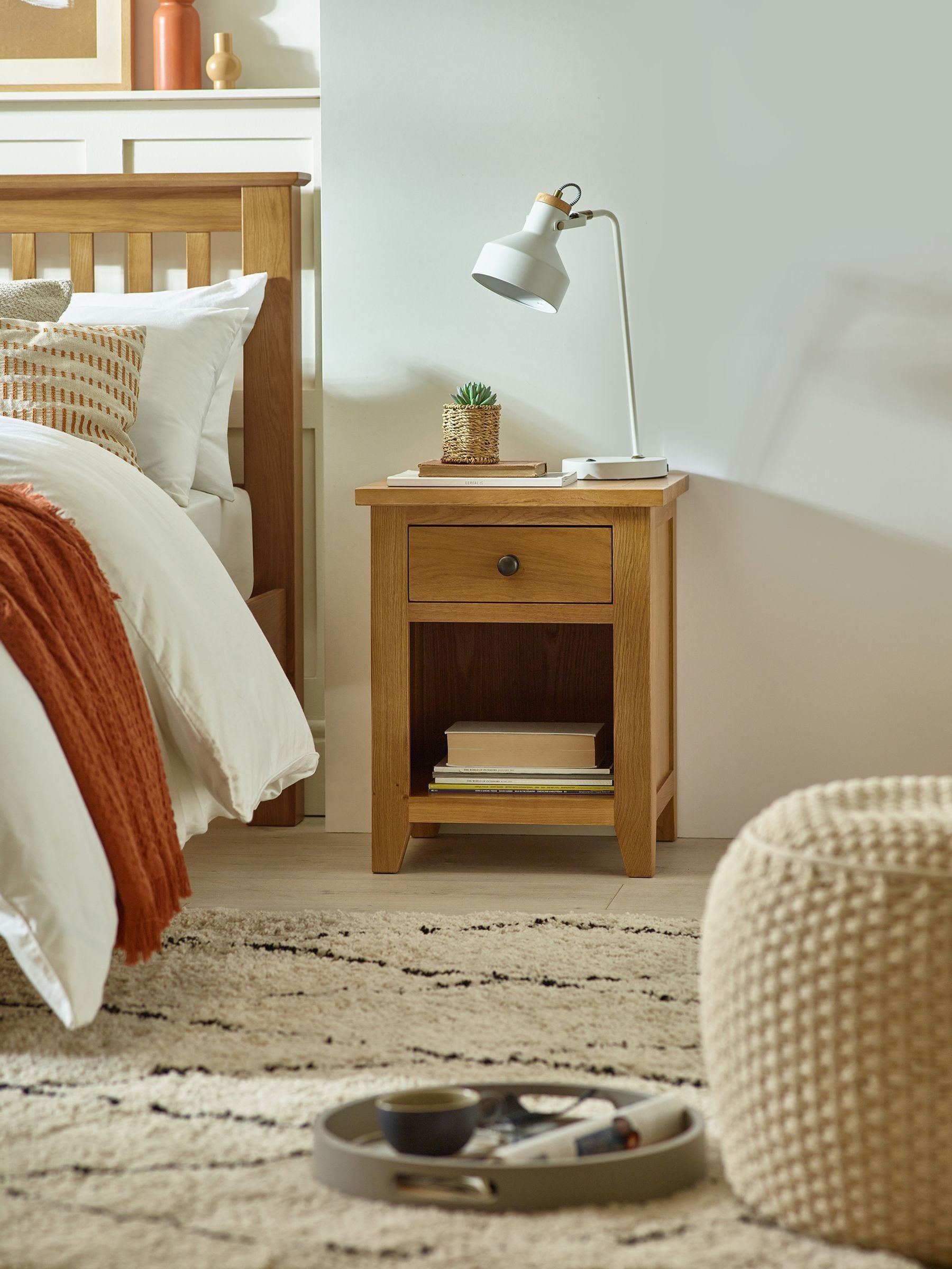 Julian Bowen Marlborough Bedside Table - Single Drawer - White Oak - Image 5