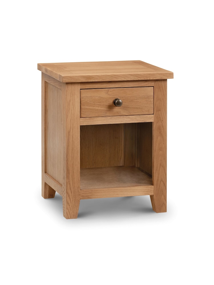 Julian Bowen Brown Marlborough 1 Drawer Bedside Table - Image 1 of 3