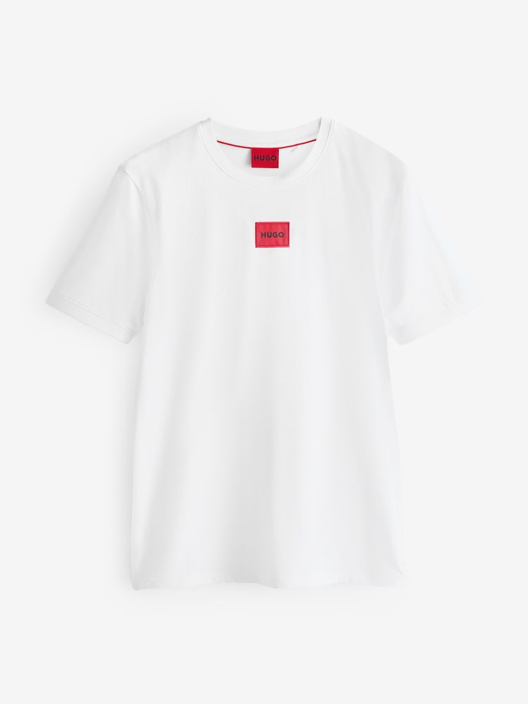 HUGO White Logo Label 100% Cotton Jersey T-Shirt - Image 5 of 5