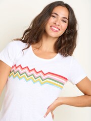 Brakeburn White Retro Wave 100% Cotton T-Shirt - Image 5 of 6