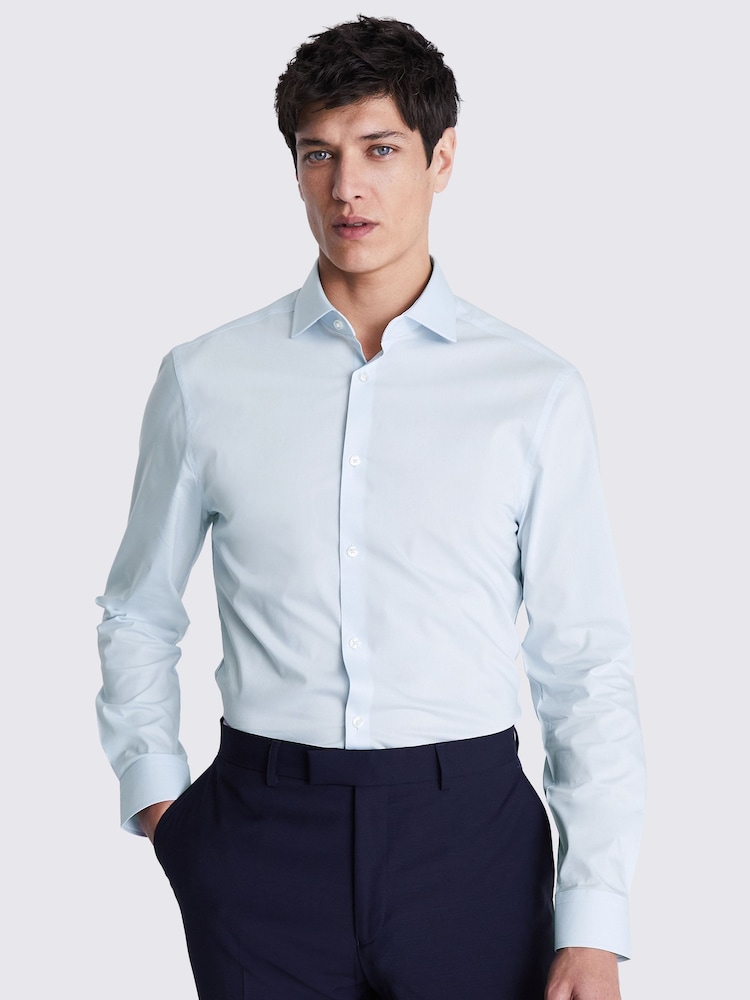 MOSS LIGHT BLUE Slim Stretch Shirt - Image 1 of 4 MOSS LIGHT BLUE Slim Stretch Shirt - Image 1 of 4