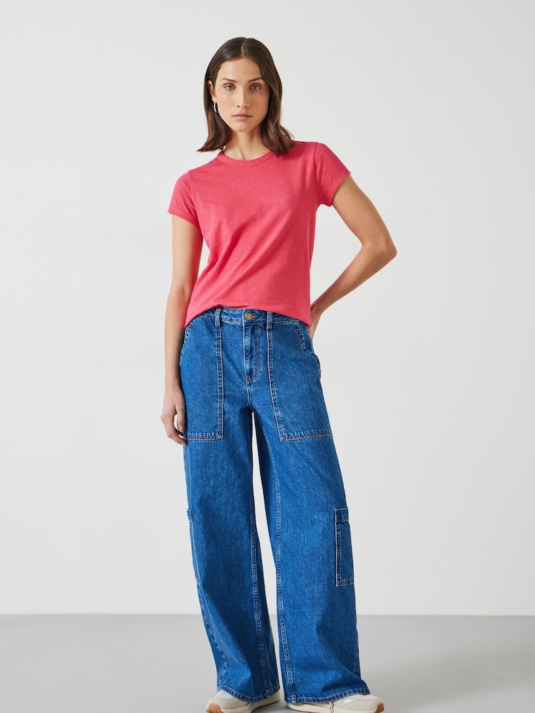 Hush Pink Slim Fit 100% Cotton Crew T-Shirt - Image 2 of 5