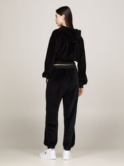 Tommy Jeans Black Velour 100% Cotton Sweatpants - Image 3 of 5