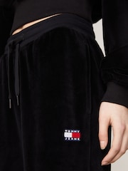 Tommy Jeans Black Velour 100% Cotton Sweatpants - Image 4 of 5