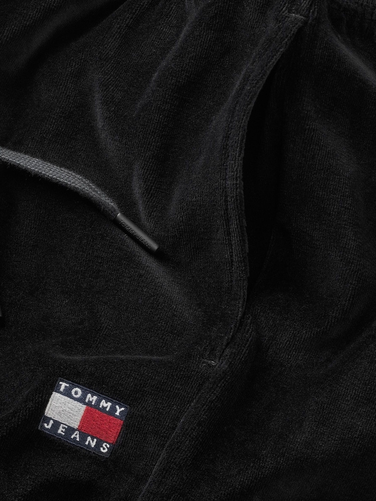 Tommy Jeans Black Velour 100% Cotton Sweatpants - Image 5 of 5