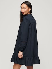 Синий - Superdry платье-рубашка из 100% хлопка с кружевной отделкой - Изображение 3 из 3