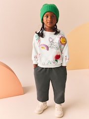 White 100% Cotton Sweatshirt And Joggers Set (3mths-7yrs) - Image 1 of 10