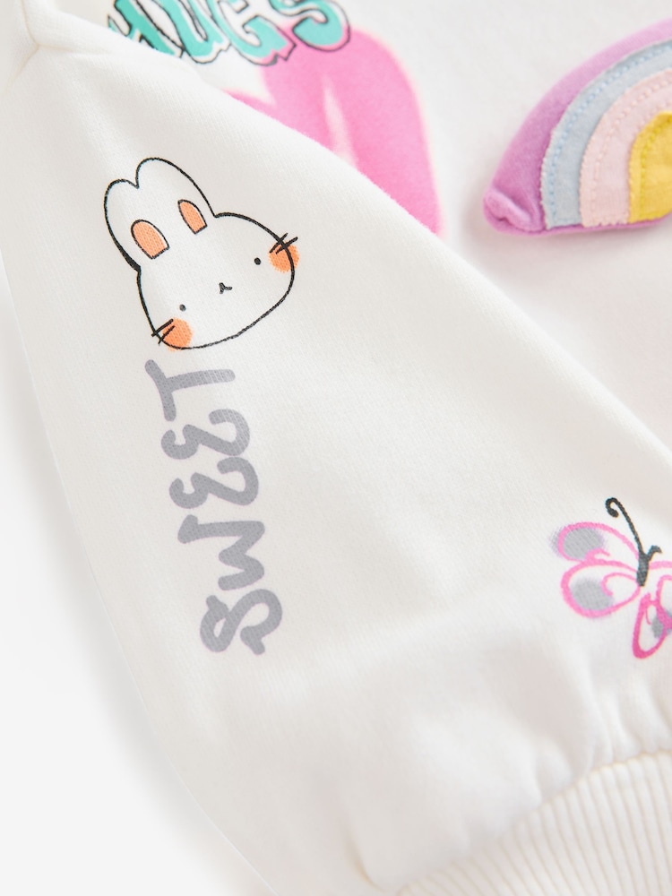 White 100% Cotton Sweatshirt And Joggers Set (3mths-7yrs) - Image 10 of 10