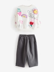 White 100% Cotton Sweatshirt And Joggers Set (3mths-7yrs) - Image 6 of 10