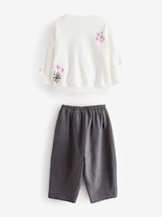White 100% Cotton Sweatshirt And Joggers Set (3mths-7yrs) - Image 7 of 10