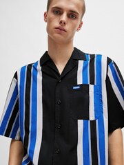 HUGO Blue Oversize Stripe Resort Shirt - Image 2 of 6
