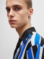 HUGO Blue Oversize Stripe Resort Shirt - Image 3 of 6