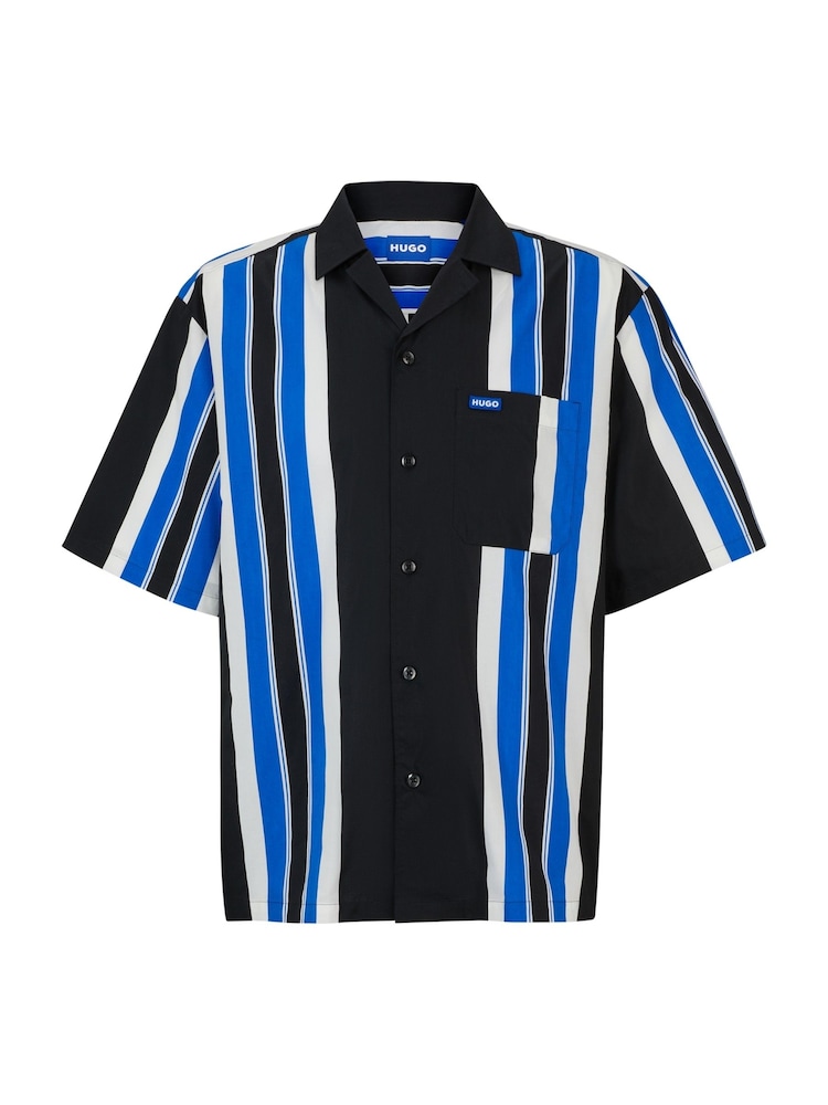 HUGO Blue Oversize Stripe Resort Shirt - Image 6 of 6 HUGO Blue Oversize Stripe Resort Shirt - Image 6 of 6