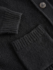 Black Wool Blend Yak Soft Touch Front Pocket Knitted Cardigan - Image 8 of 9