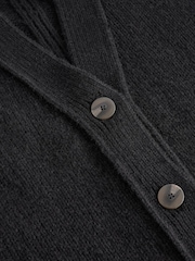 Black Wool Blend Yak Soft Touch Front Pocket Knitted Cardigan - Image 9 of 9