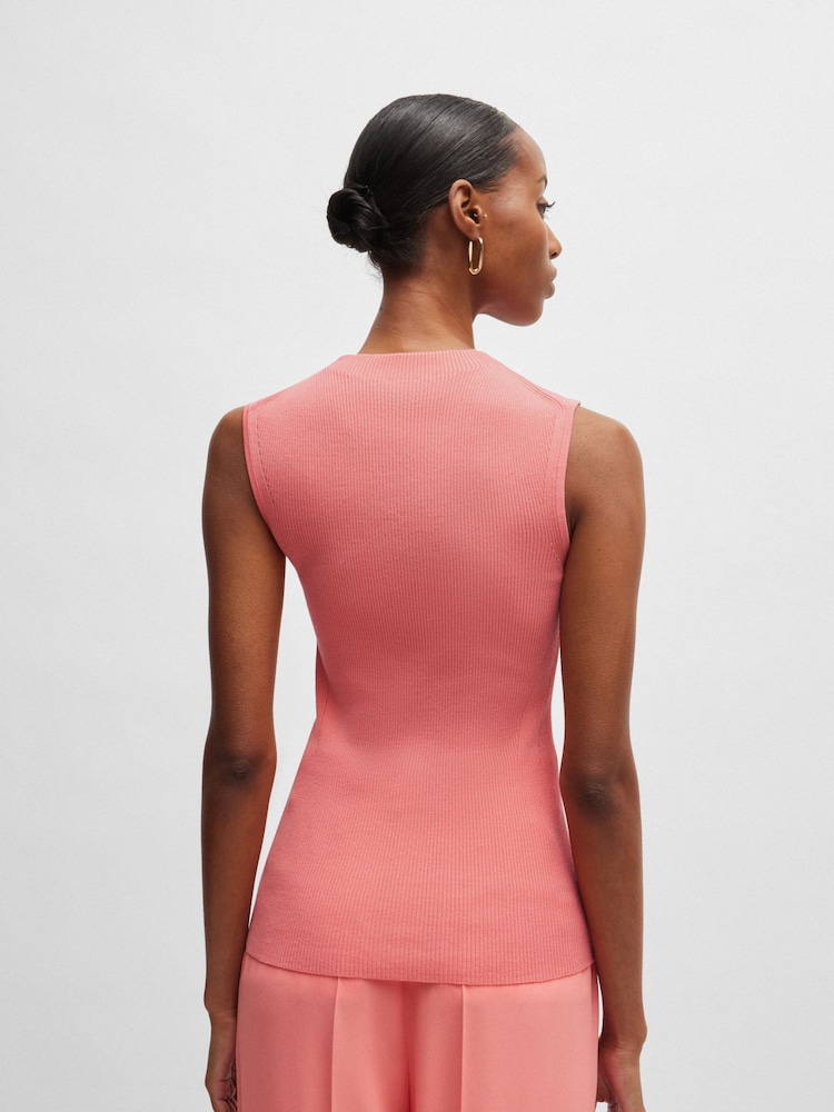 BOSS Pink Slim Fit Rib Sleeveless Knitted Top - Image 2 of 5