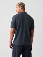 Gap Blue Cotton Textured Short Sleeve Polo Shirt - Image 2 of 4