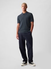 Gap Blue Cotton Textured Short Sleeve Polo Shirt - Image 3 of 4