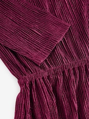 Burgundy Red Long Sleeve Velvet Maxi Dress - Image 8 of 9