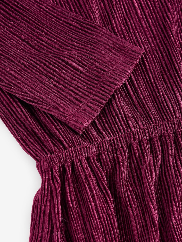 Burgundy Red Long Sleeve Velvet Maxi Dress - Image 8 of 9