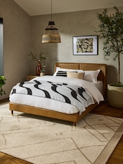 Vintaged Faux Leather Light Brown Flinton Upholstered Bed Frame - Image 1 of 7