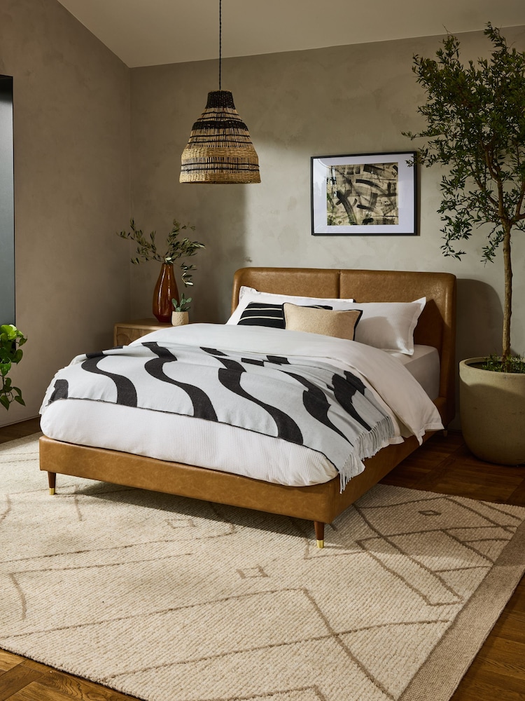 Vintaged Faux Leather Light Brown Flinton Upholstered Bed Frame - Image 1 of 7