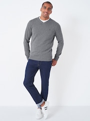 Crew Clothing Company Grey V-Neck Jumper - Image 2 of 4