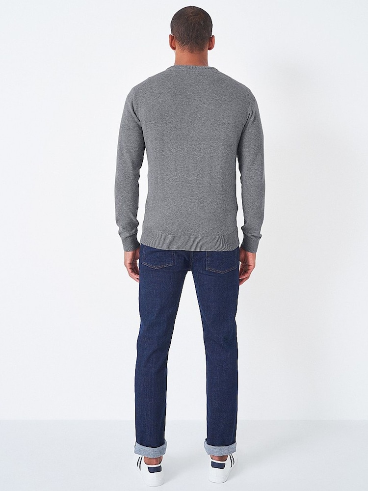 Crew Clothing Company Grey V-Neck Jumper - Image 3 of 4