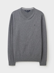 Crew Clothing Company Grey V-Neck Jumper - Image 4 of 4