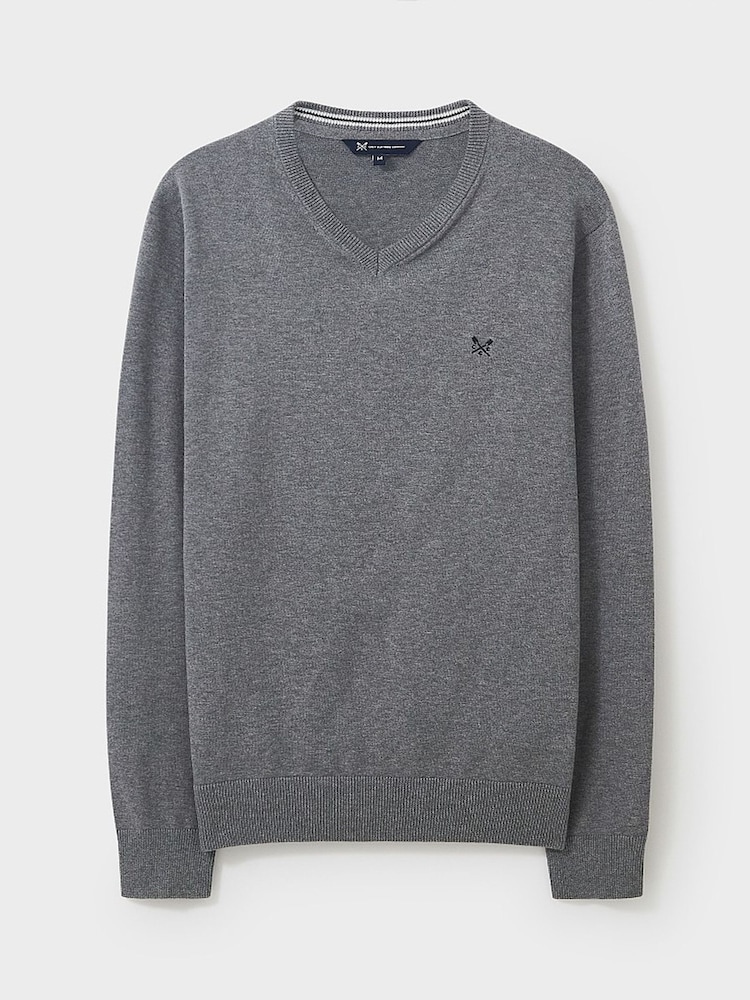Crew Clothing Company Grey V-Neck Jumper - Image 4 of 4