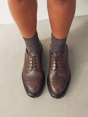 Brown Forever Comfort® Leather Cleat Brogue Lace-Up Shoes - Image 1 of 11