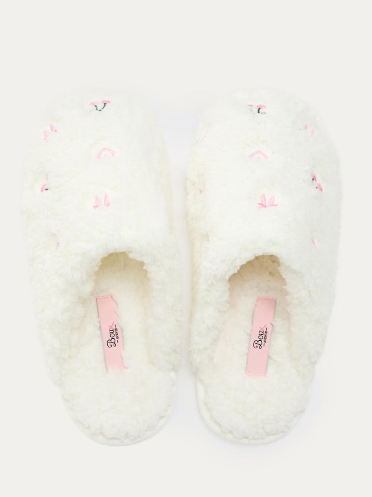 Boux Avenue White Bow & Cherry Mule Slippers - Image 7 of 7