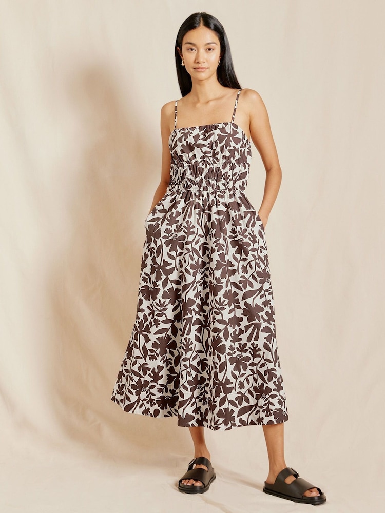 Albaray Cut Out Floral Strappy Brown Dress - Image 1 of 5