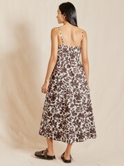 Albaray Cut Out Floral Strappy Brown Dress - Image 2 of 5