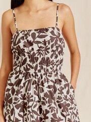 Albaray Cut Out Floral Strappy Brown Dress - Image 3 of 5