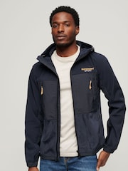 Superdry Blue Hooded Hybrid Trekker Jacket - Image 1 of 4