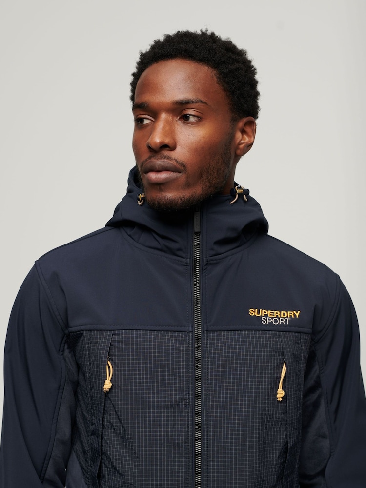 Superdry Blue Hooded Hybrid Trekker Jacket - Image 4 of 4