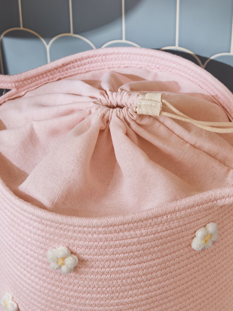 Pink Daisy Laundry Basket Bag - Image 2 of 5 Pink Daisy Laundry Basket Bag - Image 2 of 5