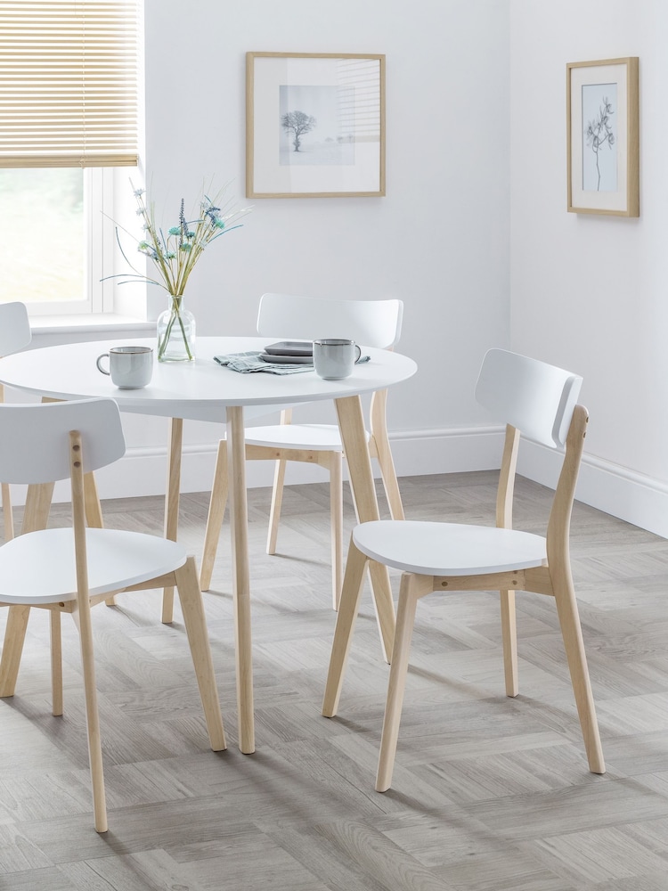 Julian Bowen Set of 4 White Limed Oak Casa Dining Chairs - Image 1 of 4