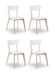 Julian Bowen Set of 4 White Limed Oak Casa Dining Chairs - Image 2 of 4