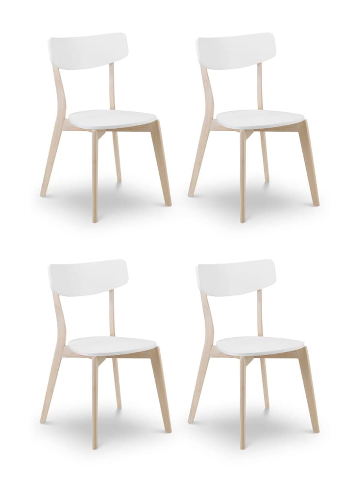 Julian Bowen Set of 4 White Limed Oak Casa Dining Chairs - Image 2 of 4