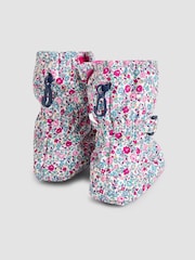 JoJo Maman Bébé Cream Ditsy Print Fleece Lined Booties - Image 2 of 4