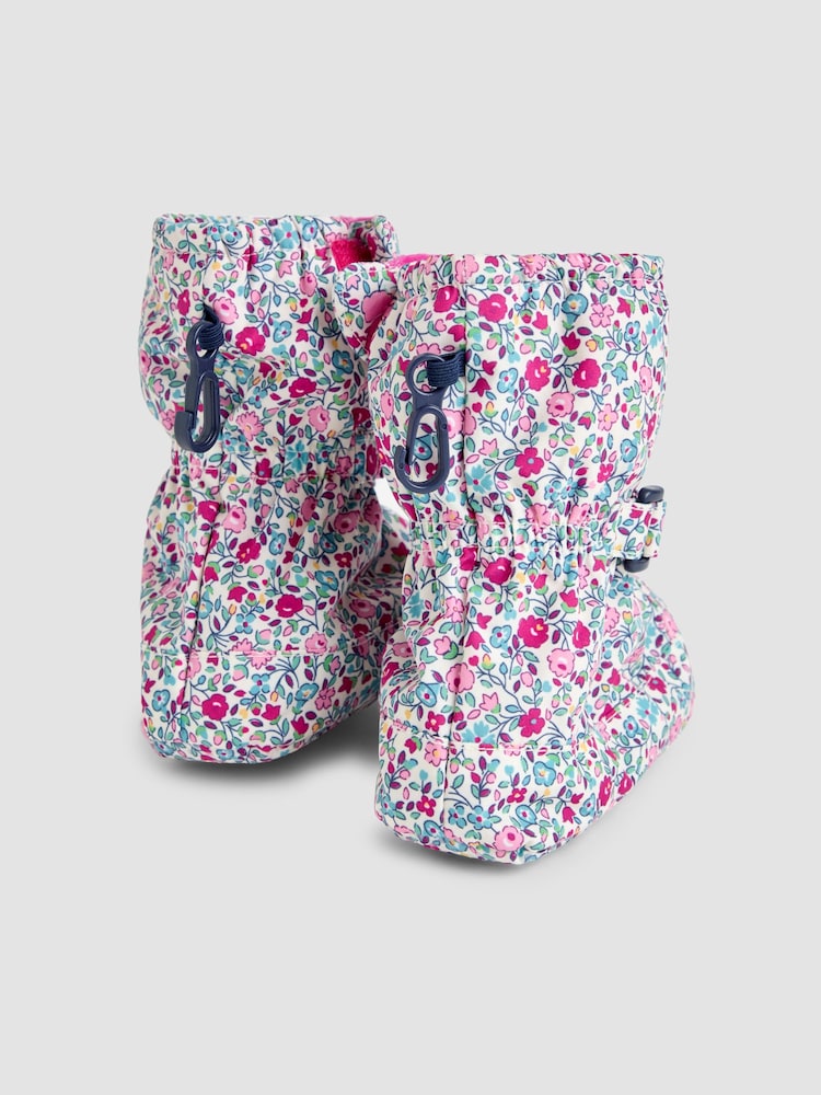 JoJo Maman Bébé Cream Ditsy Print Fleece Lined Booties - Image 2 of 4