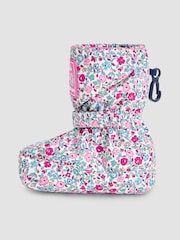 JoJo Maman Bébé Cream Ditsy Print Fleece Lined Booties - Image 3 of 4