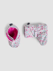 JoJo Maman Bébé Cream Ditsy Print Fleece Lined Booties - Image 4 of 4