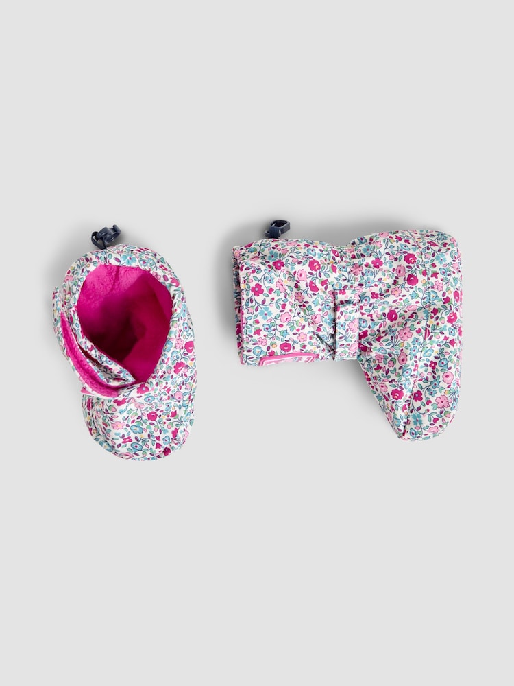 JoJo Maman Bébé Cream Ditsy Print Fleece Lined Booties - Image 4 of 4