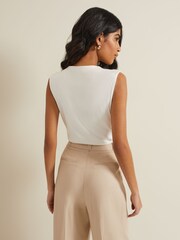 Phase Eight Cream Sutton Sleeveless Drape Rib Top - Image 2 of 6