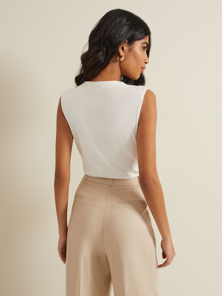 Phase Eight Cream Sutton Sleeveless Drape Rib Top - Image 2 of 6