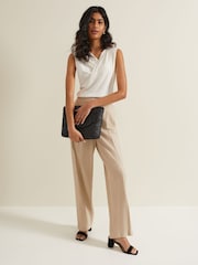 Phase Eight Cream Sutton Sleeveless Drape Rib Top - Image 3 of 6