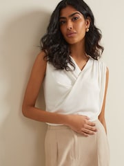 Phase Eight Cream Sutton Sleeveless Drape Rib Top - Image 4 of 6